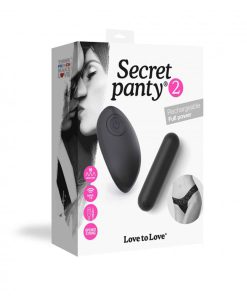 Love To Love Secret Panty 2 Rechargeable Vibrating Panty Set With Remote Black Onyx (Box)