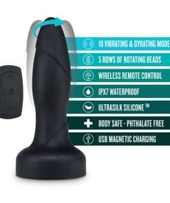 Anal Adventures Platinum Vibrating & Rotating Drive Plug Black