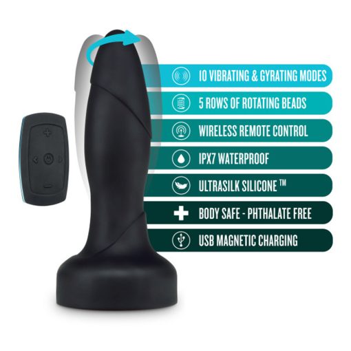 Anal Adventures Platinum Vibrating & Rotating Drive Plug Black - Image 5