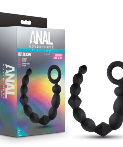 Anal Adventures Platinum Silicone Beginner Anal Beads Black