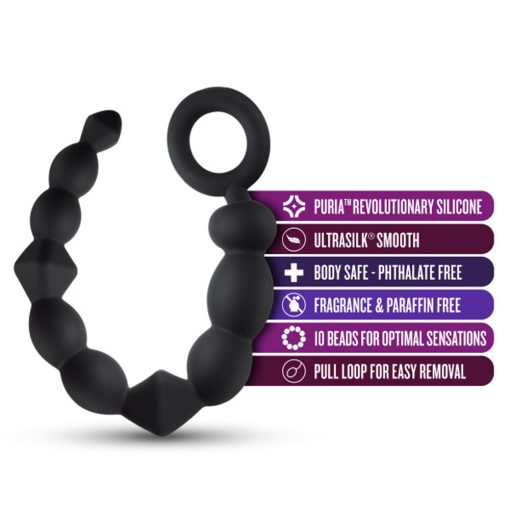 Anal Adventures Platinum Silicone Beginner Anal Beads Black - Image 6