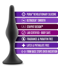 Anal Adventures Platinum Silicone Beginner Plug Medium Black