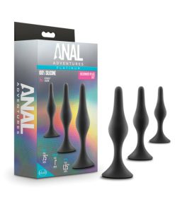 Anal Adventures Platinum Silicone 3-Piece Beginner Plug Kit Black