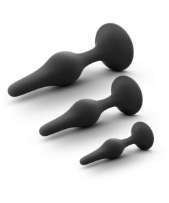 Anal Adventures Platinum Silicone 3-Piece Beginner Plug Kit Black