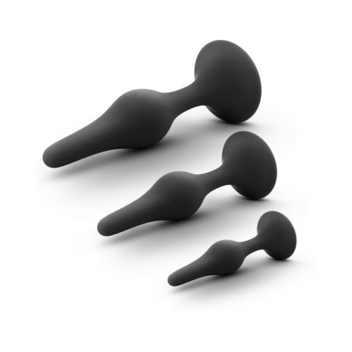 Anal Adventures Platinum Silicone 3-Piece Beginner Plug Kit Black - Image 2