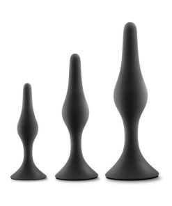 Anal Adventures Platinum Silicone 3-Piece Beginner Plug Kit Black