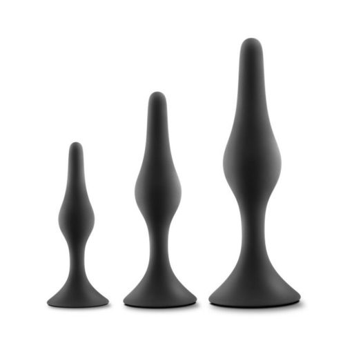 Anal Adventures Platinum Silicone 3-Piece Beginner Plug Kit Black - Image 3