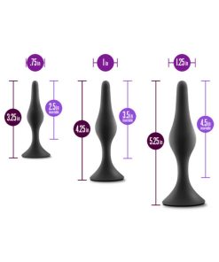 Anal Adventures Platinum Silicone 3-Piece Beginner Plug Kit Black