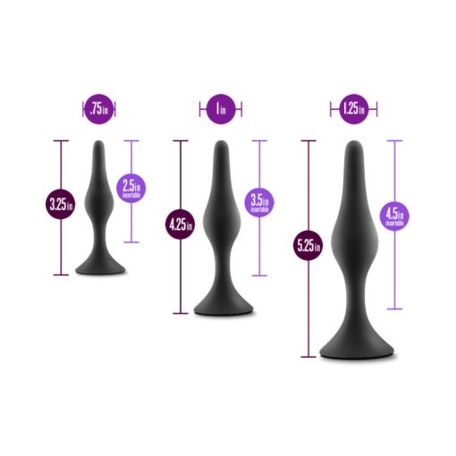 Anal Adventures Platinum Silicone 3-Piece Beginner Plug Kit Black - Image 4
