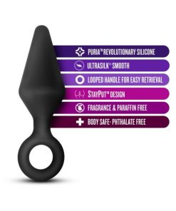 Anal Adventures Platinum Silicone Loop Plug Medium Black