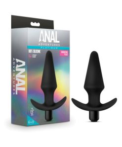 Anal Adventures Platinum Silicone Vibrating Plug Black