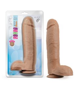 Au Naturel Huge 10 In. Posable Dual Density Dildo With Balls Tan