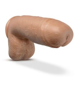 Au Naturel Huge 10 In. Posable Dual Density Dildo With Balls Tan