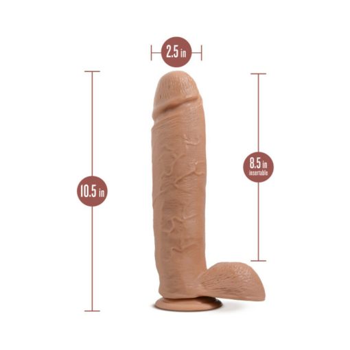 Au Naturel Huge 10 In. Posable Dual Density Dildo With Balls Tan - Image 4