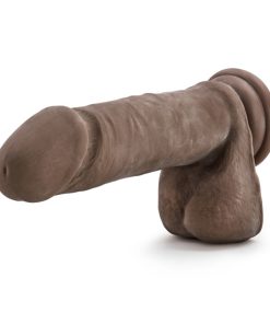 Dr. Skin Plus Thick 9 In. Triple Density Posable Dildo With Balls Brown