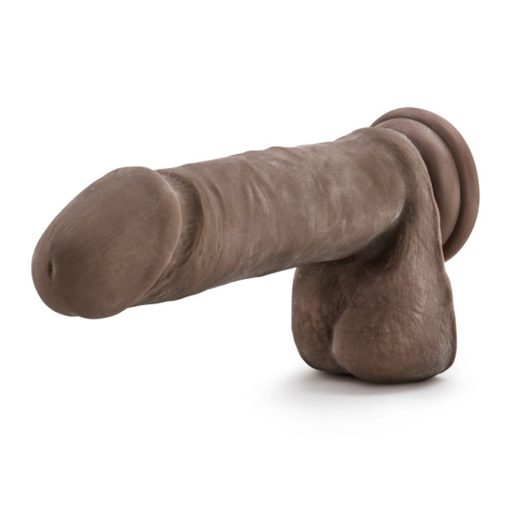 Dr. Skin Plus Thick 9 In. Triple Density Posable Dildo With Balls Brown - Image 2
