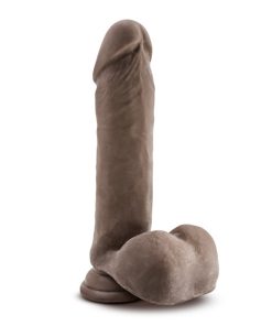 Dr. Skin Plus Thick 9 In. Triple Density Posable Dildo With Balls Brown