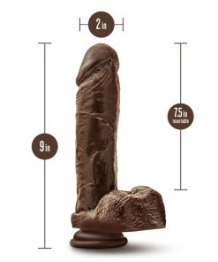 Dr. Skin Plus Thick 9 In. Triple Density Posable Dildo With Balls Brown