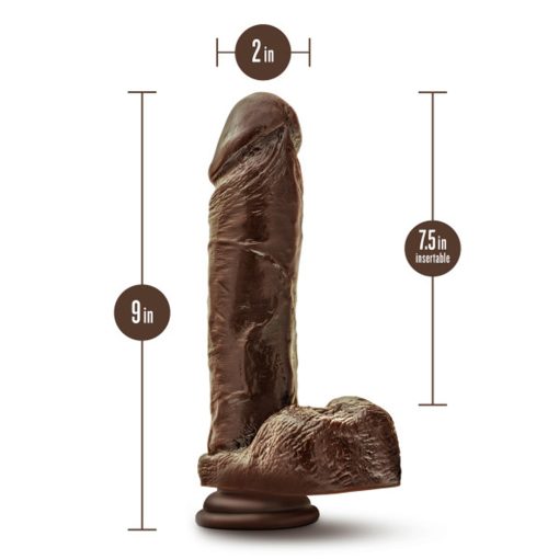 Dr. Skin Plus Thick 9 In. Triple Density Posable Dildo With Balls Brown - Image 5