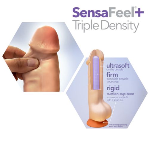 Dr. Skin Plus Thick 9 In. Triple Density Posable Dildo With Balls Beige - Image 6