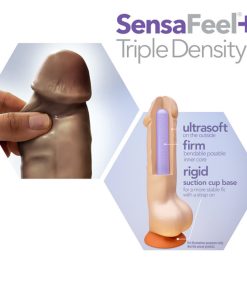 Dr. Skin Plus Thick 8 In. Triple Density Posable Dildo With Balls Brown