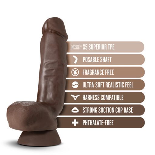 Dr. Skin Plus Thick 8 In. Triple Density Posable Dildo With Balls Brown - Image 8