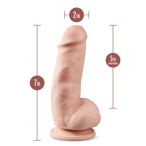 Dr. Skin Plus Girthy 7 In. Triple Density Posable Dildo With Balls Beige - Image 5