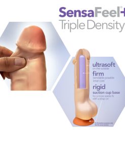Dr. Skin Plus Girthy 7 In. Triple Density Posable Dildo With Balls Beige