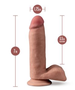 Dr. Skin Plus Realistic 7 In. Triple Density Posable Dildo With Balls Tan