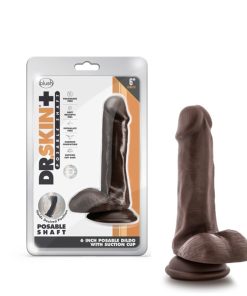 Dr. Skin Plus Realistic 6 In. Triple Density Posable Dildo With Balls Brown
