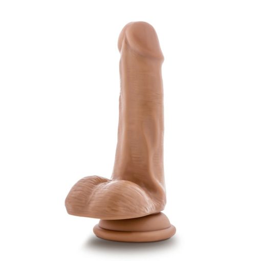 Dr. Skin Plus Realistic 6 In. Triple Density Posable Dildo With Balls Tan - Image 3