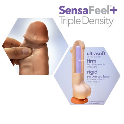 Dr. Skin Plus Realistic 6 In. Triple Density Posable Dildo With Balls Tan - Image 8