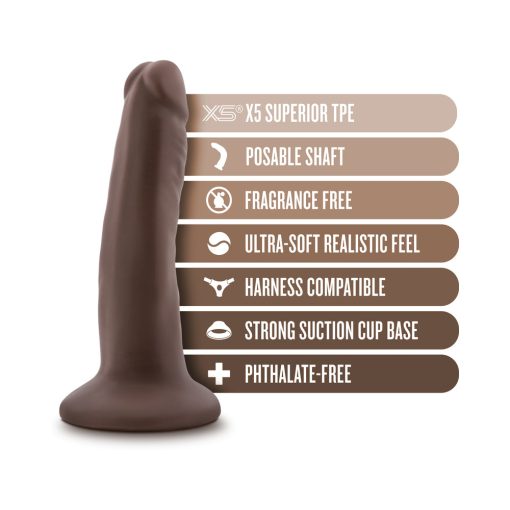 Dr. Skin Plus Realistic 5 In. Triple Density Posable Dildo Brown - Image 6