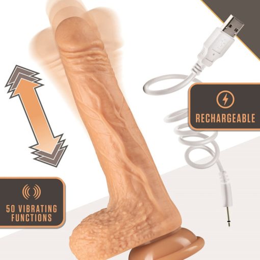 Dr. Skin Dr. Grey Remote-Controlled 7 In. Thumping Dildo With Balls Beige - Image 7