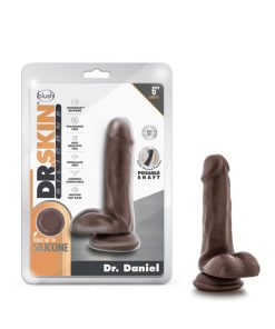 Dr. Skin Silicone Dr. Daniel Realistic 6 In. Posable Dildo With Balls Brown