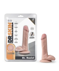 Dr. Skin Silicone Dr. Daniel Realistic 6 In. Posable Dildo With Balls Beige