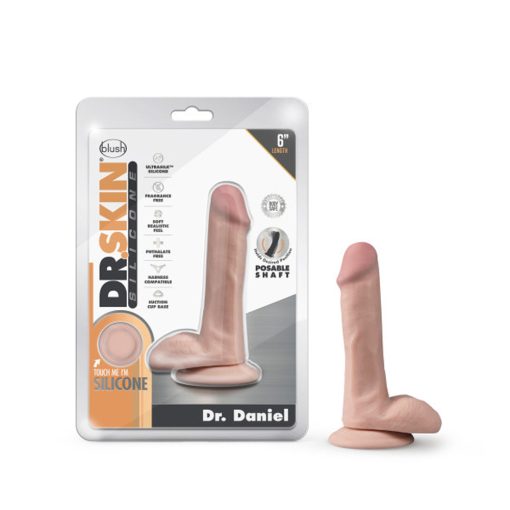 Dr. Skin Silicone Dr. Daniel Realistic 6 In. Posable Dildo With Balls Beige