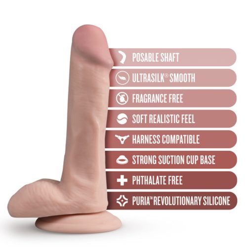Dr. Skin Silicone Dr. Daniel Realistic 6 In. Posable Dildo With Balls Beige - Image 6