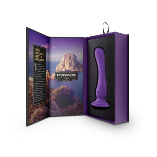 Impressions Ibiza Rechargeable Silicone 7.75 In. Vibrating Dildo With Suction Cup Plum - Image 3