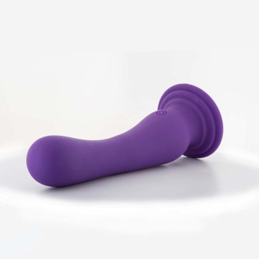 Impressions Ibiza Rechargeable Silicone 7.75 In. Vibrating Dildo With Suction Cup Plum - Image 5
