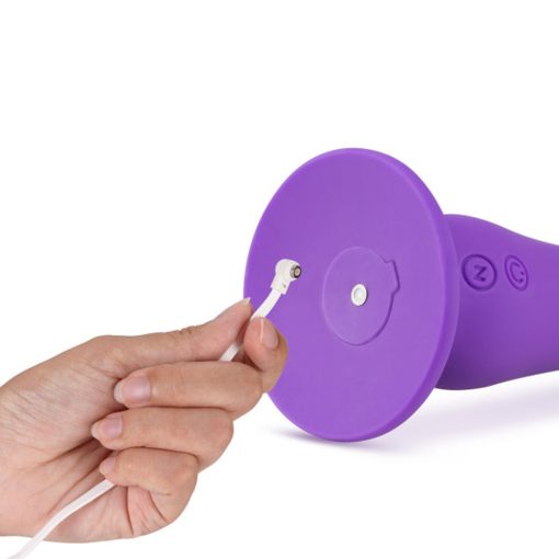 Impressions Ibiza Rechargeable Silicone 7.75 In. Vibrating Dildo With Suction Cup Plum - Image 6