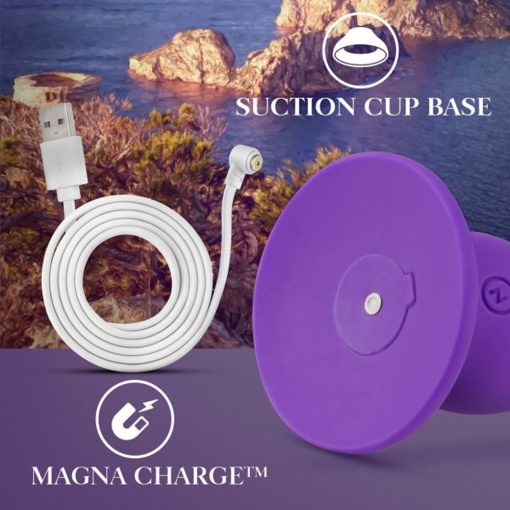 Impressions Ibiza Rechargeable Silicone 7.75 In. Vibrating Dildo With Suction Cup Plum - Image 7