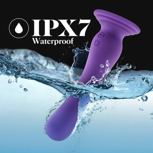 Impressions Ibiza Rechargeable Silicone 7.75 In. Vibrating Dildo With Suction Cup Plum - Image 9