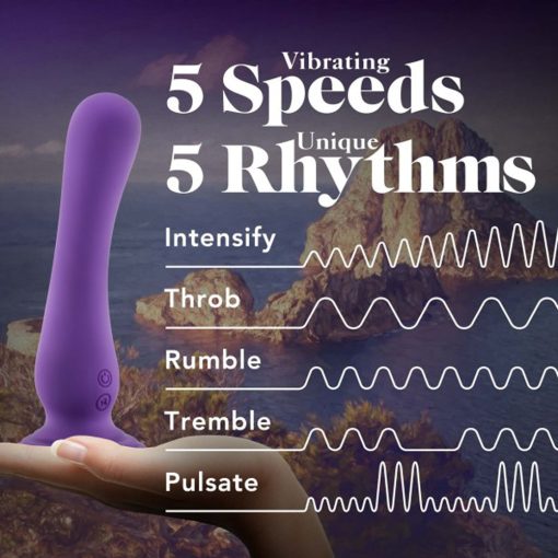 Impressions Ibiza Rechargeable Silicone 7.75 In. Vibrating Dildo With Suction Cup Plum - Image 11