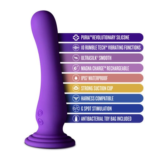 Impressions Ibiza Rechargeable Silicone 7.75 In. Vibrating Dildo With Suction Cup Plum - Image 12