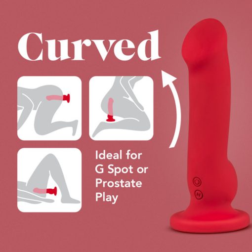 Impressions Las Vegas Rechargeable Silicone 8.25 In. Vibrating Dildo Crimson - Image 8