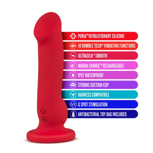 Impressions Las Vegas Rechargeable Silicone 8.25 In. Vibrating Dildo Crimson - Image 12