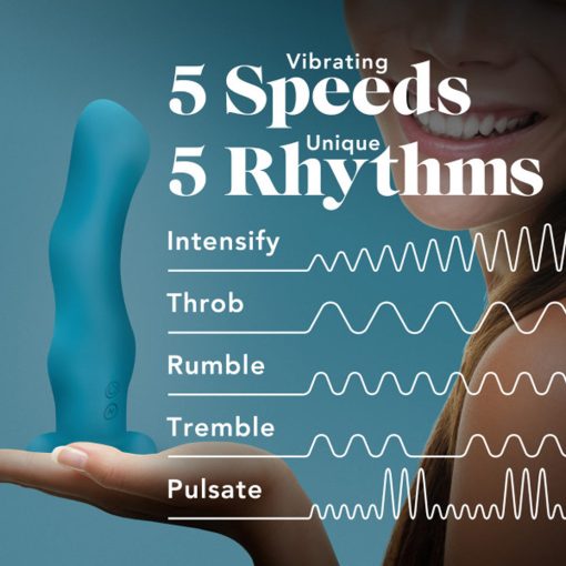 Impressions Miami Rechargeable Silicone 6.5 In. Vibrating Dildo Teal - Image 7