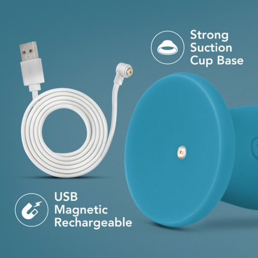 Impressions Miami Rechargeable Silicone 6.5 In. Vibrating Dildo Teal - Image 8