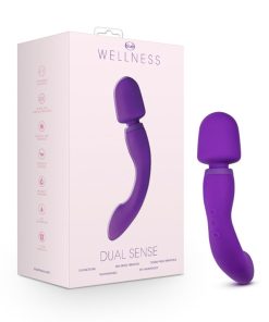 Wellness Dual Sense Rechargeable Silicone Dual Ended G-Spot & Wand Vibrator Purple